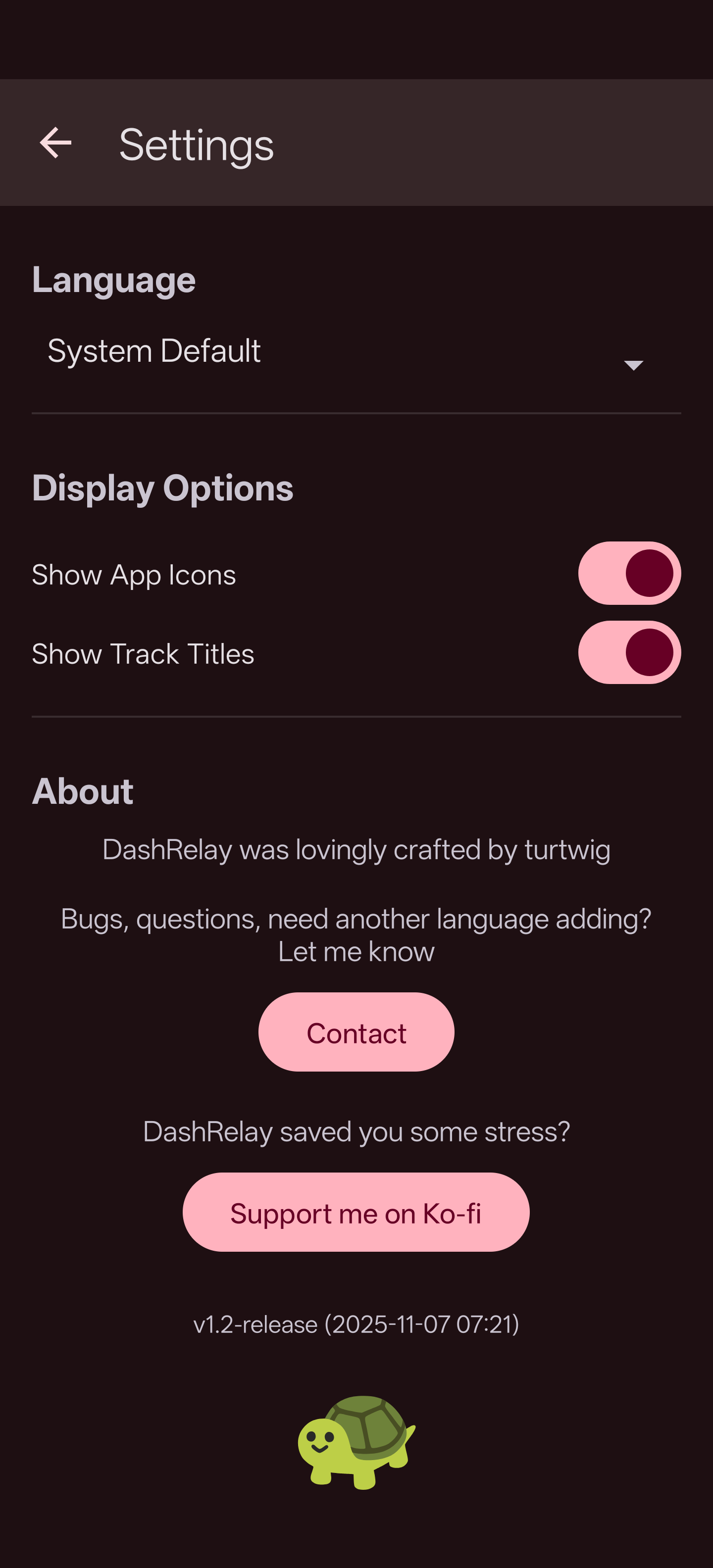 App selection screen