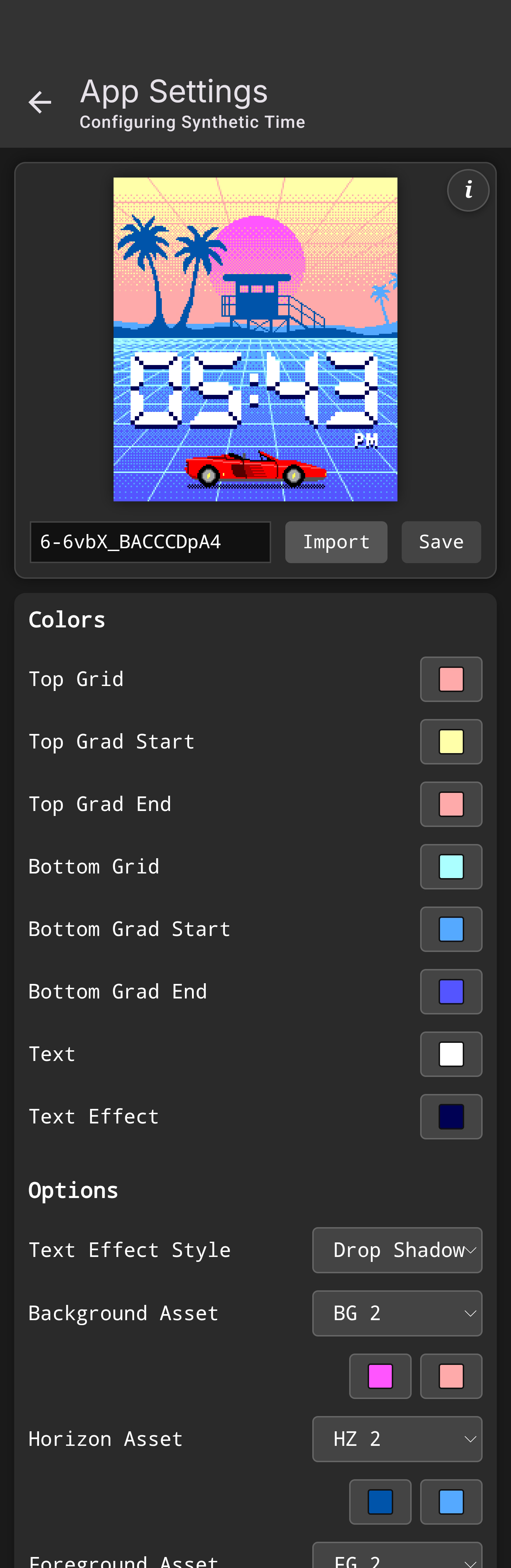 Synthetic Time configuration screenshot